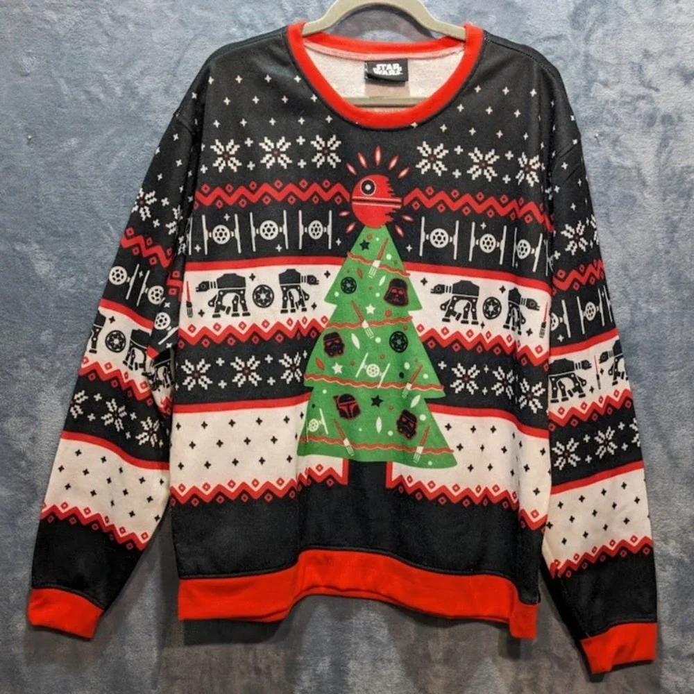 Star Wars ThinkGeek Holiday Sweatshirt Mens 2X Darth Vader AT-AT Ugly Christmas